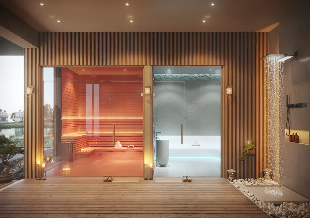 Thiết kế phòng xông hơi nóng và xông hơi lạnh tại biệt thự Onsen Ecovillage